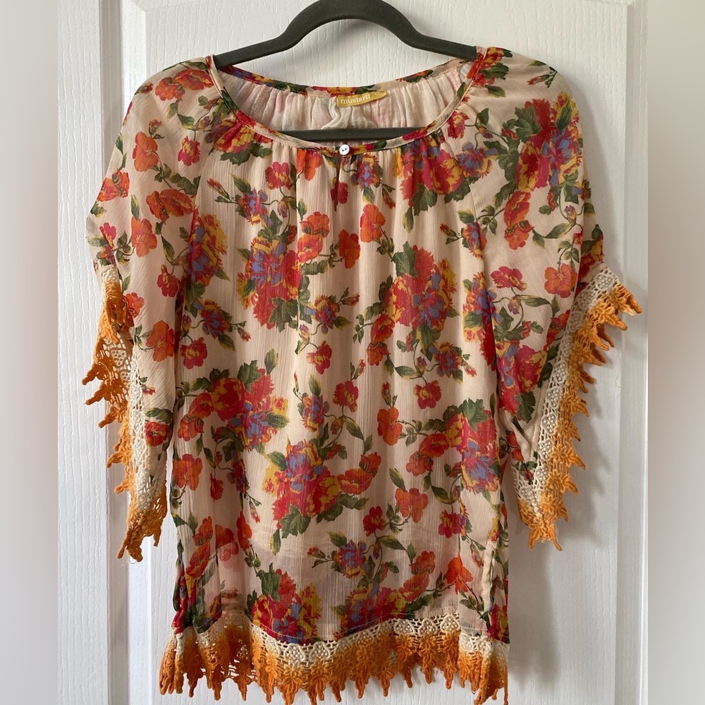 MUSTARD BLOUSE LADIES 1/2 SLEEVE
